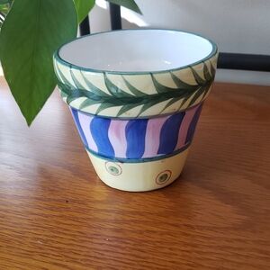 Hand-Painted Multicolor Ceramic Pot